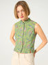 Fitted cardigan in green jacquard
