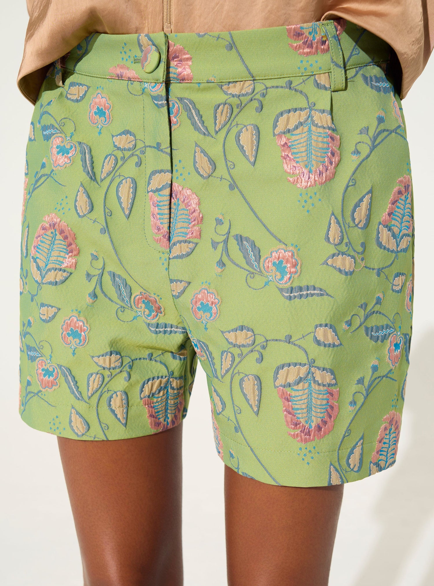 Green jacquard shorts