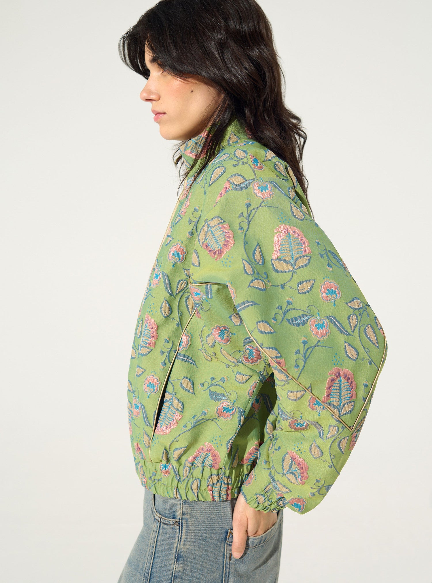 Oversized green jacquard jacket