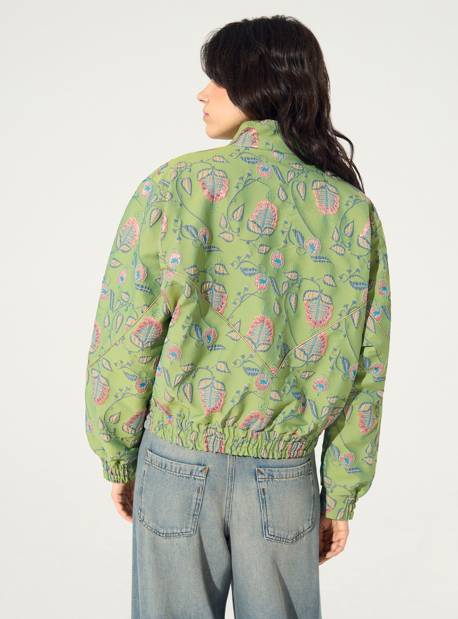 Oversized green jacquard jacket
