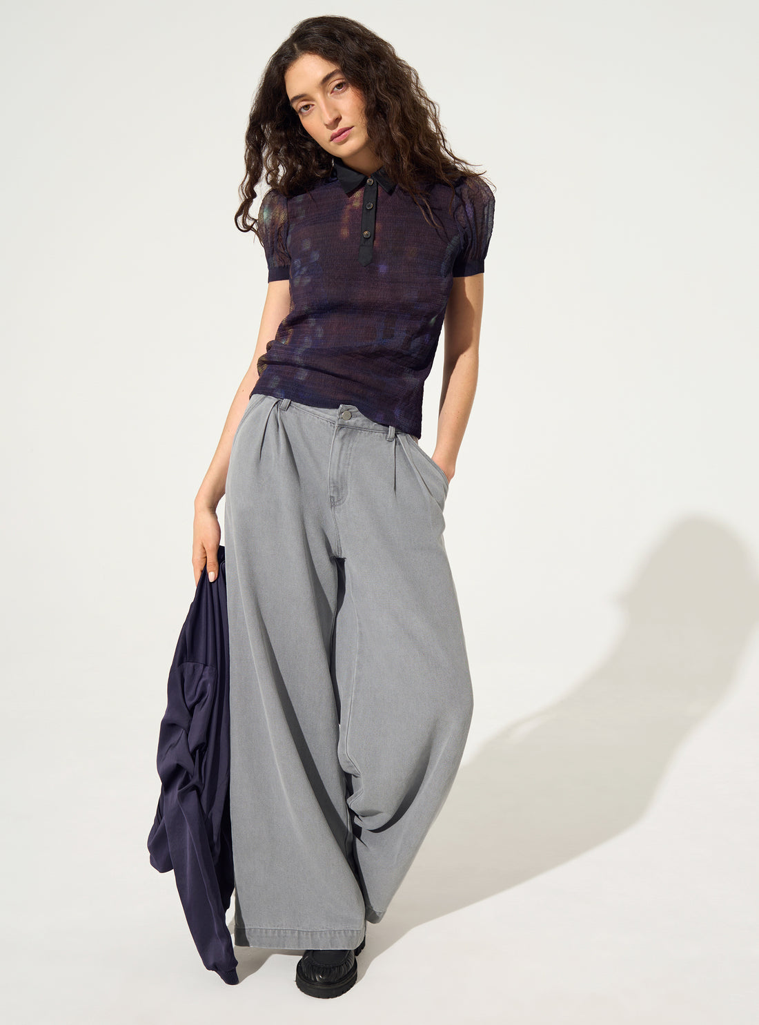 Grey lyocell and cotton jeans