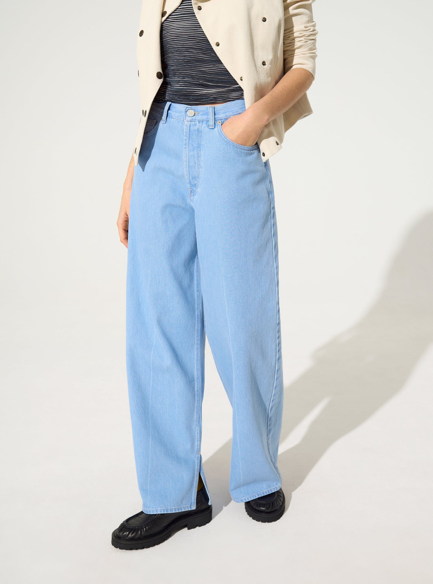 Blue organic cotton baggy jeans