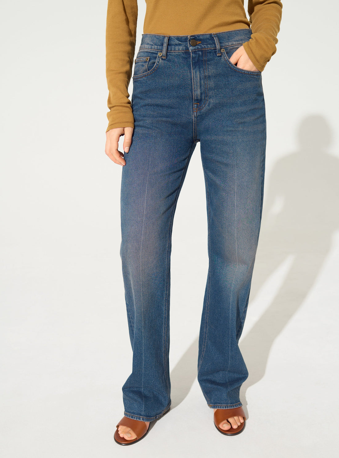 Blue cotton flared jeans