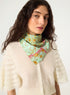 Green cotton and silk bandana-style scarf