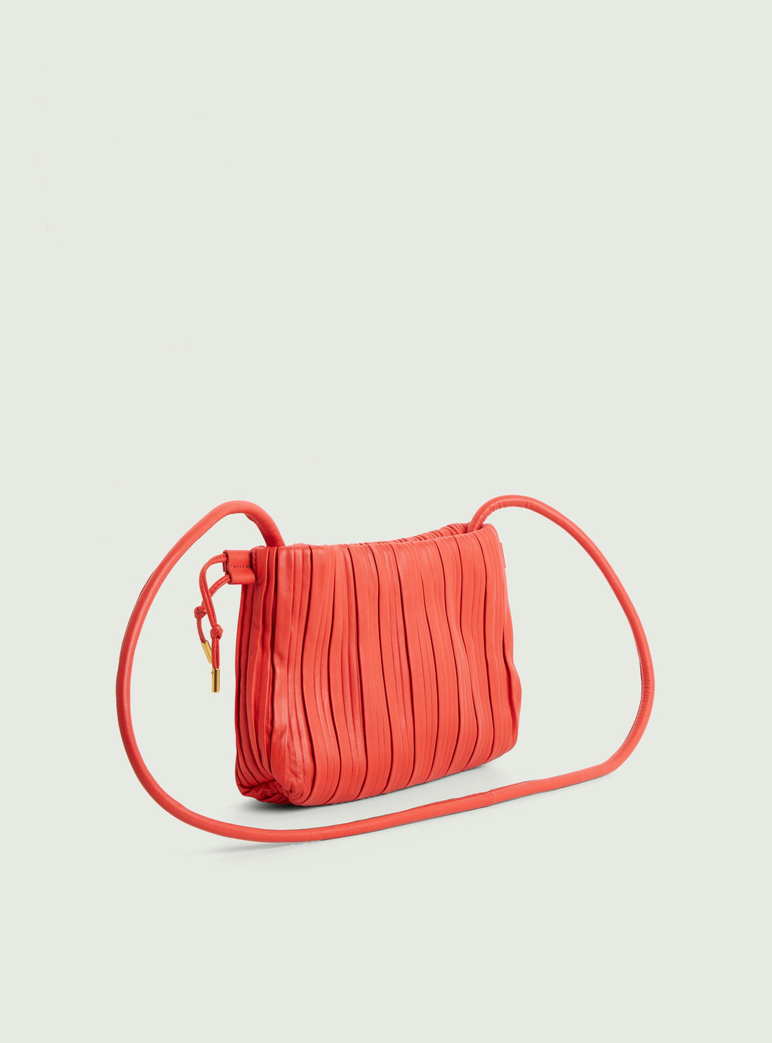 Small pleated bag in red leather