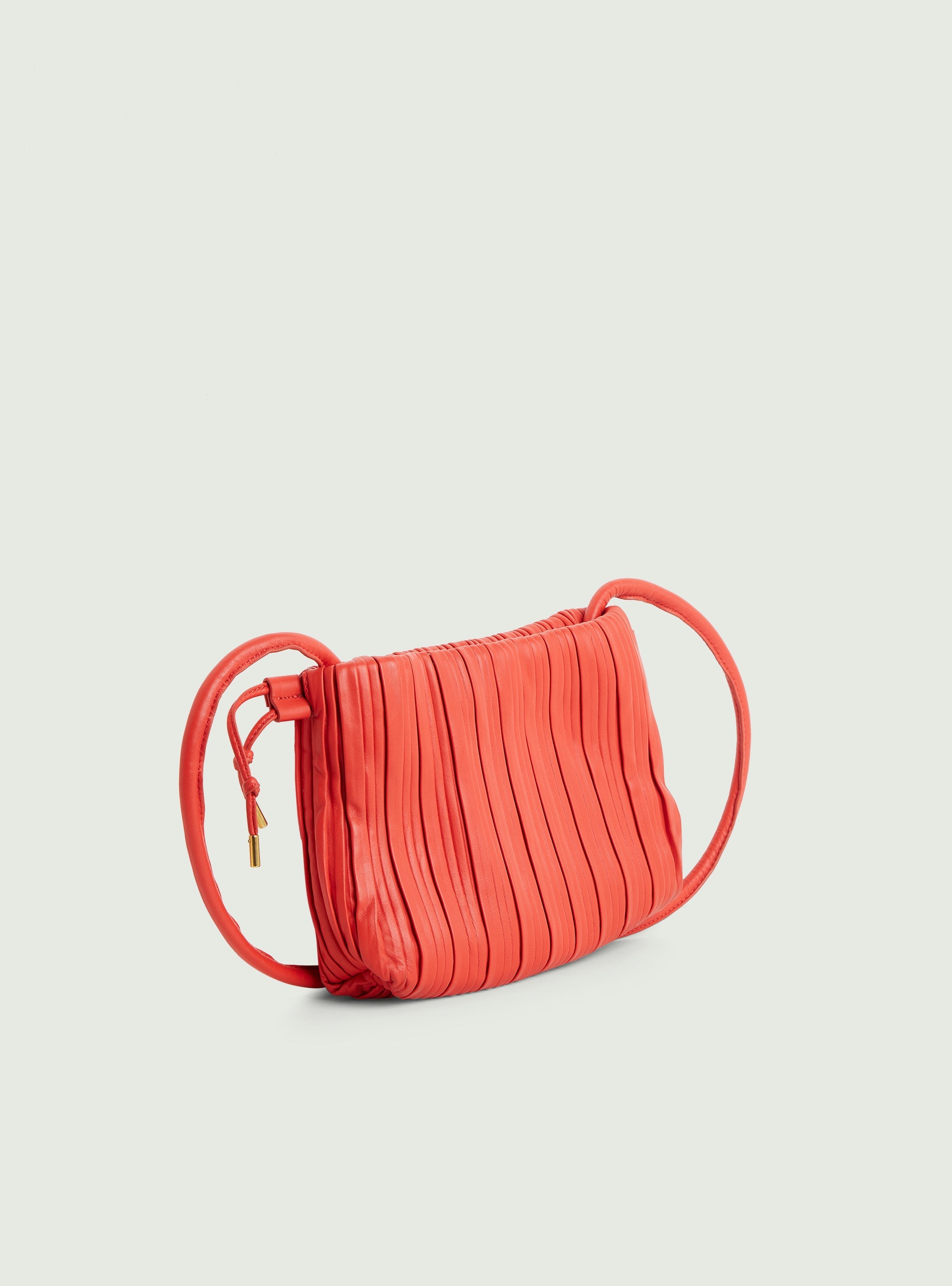 Small pleated bag in red leather