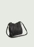 Black leather pleated bag