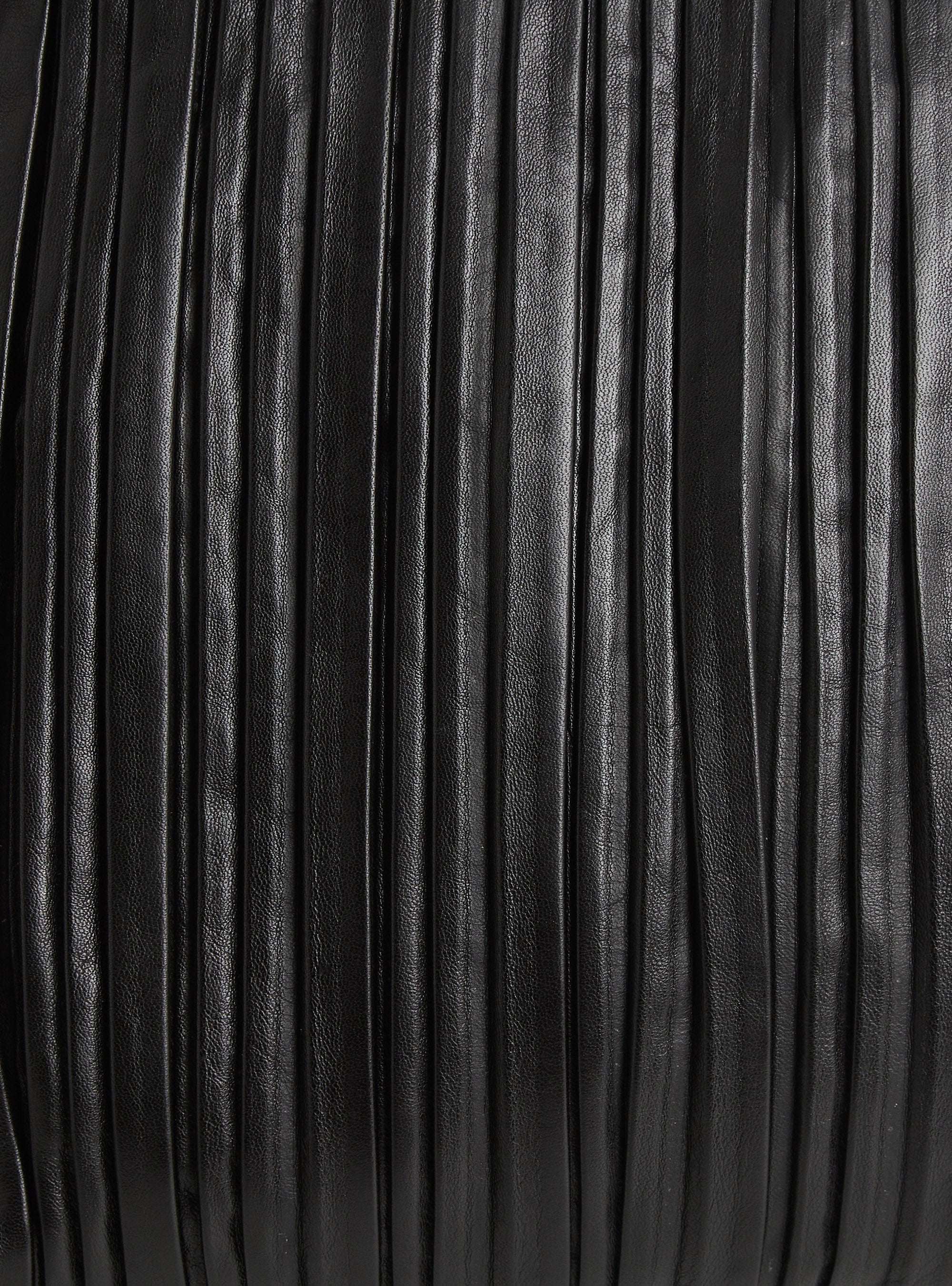Black leather pleated bag