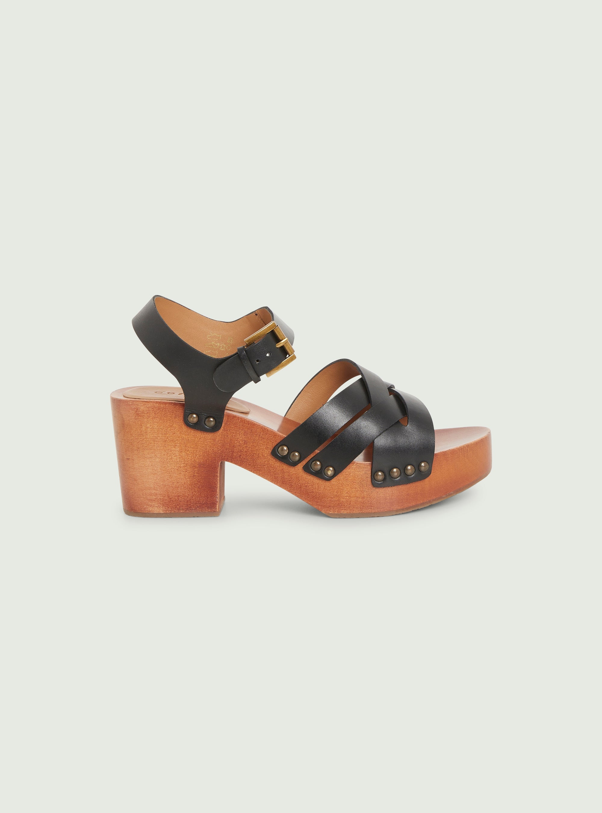 Black leather sandals