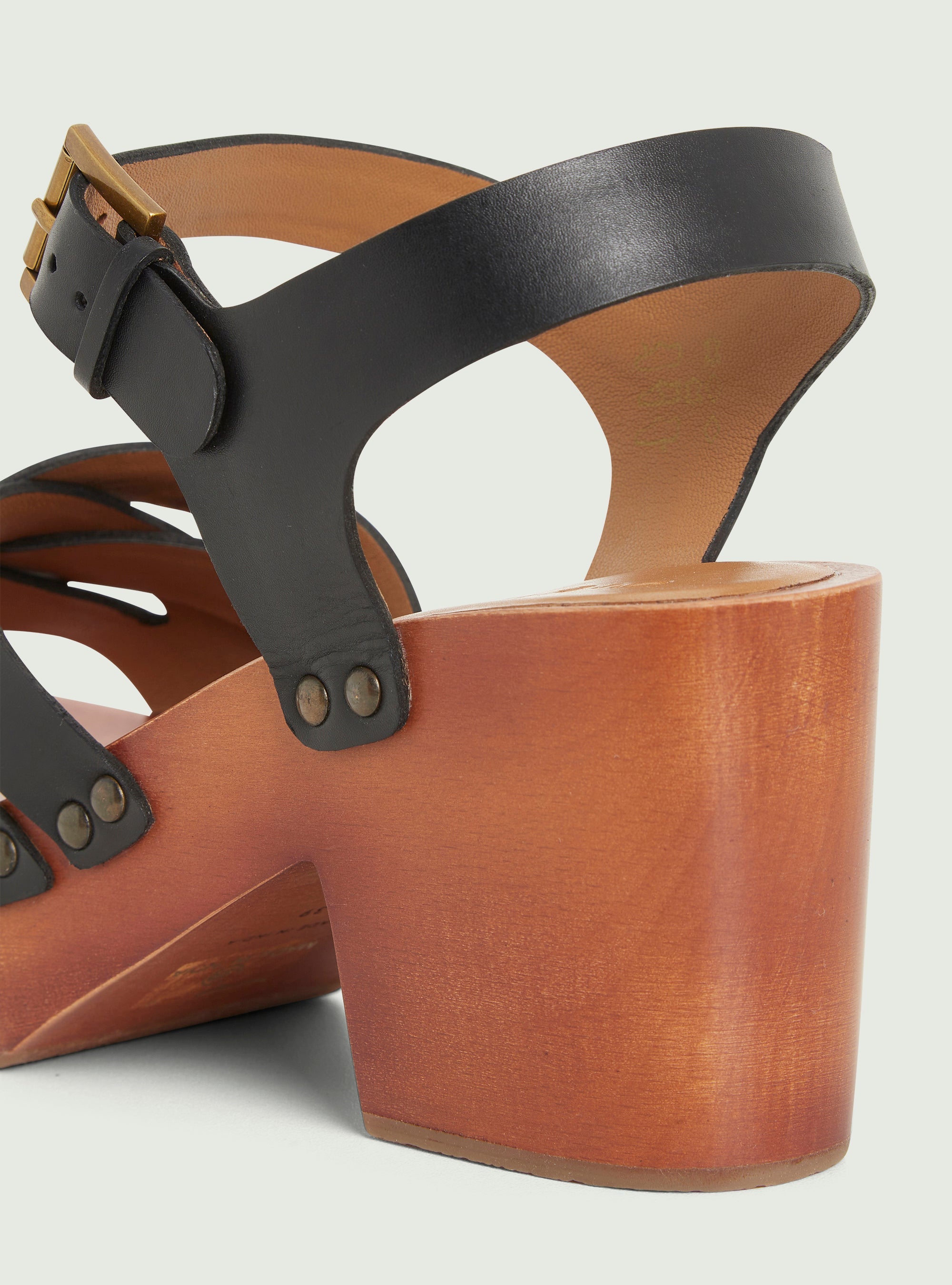 Black leather sandals