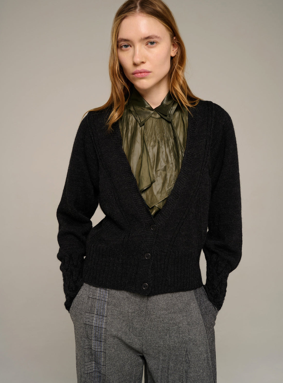 Cotélac Long-sleeve wool shawl-collar cardigan
