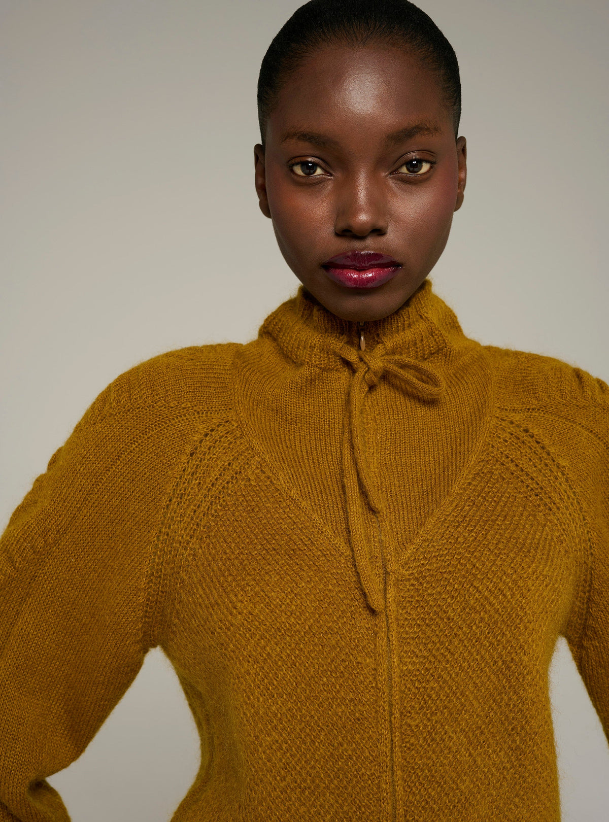 Cotélac Zip-up long-sleeve mock-neck cardigan
