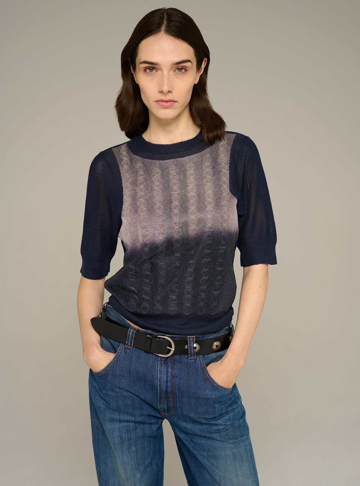 Cotélac Printed short-sleeve crewneck sweater