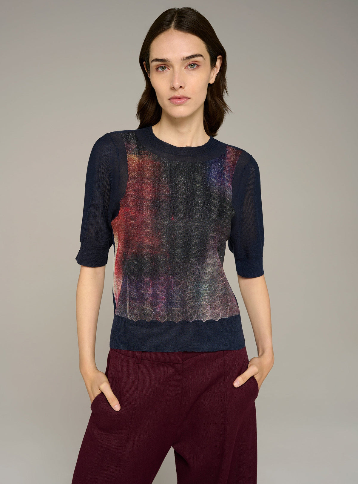 Cotélac Printed short-sleeve sweater