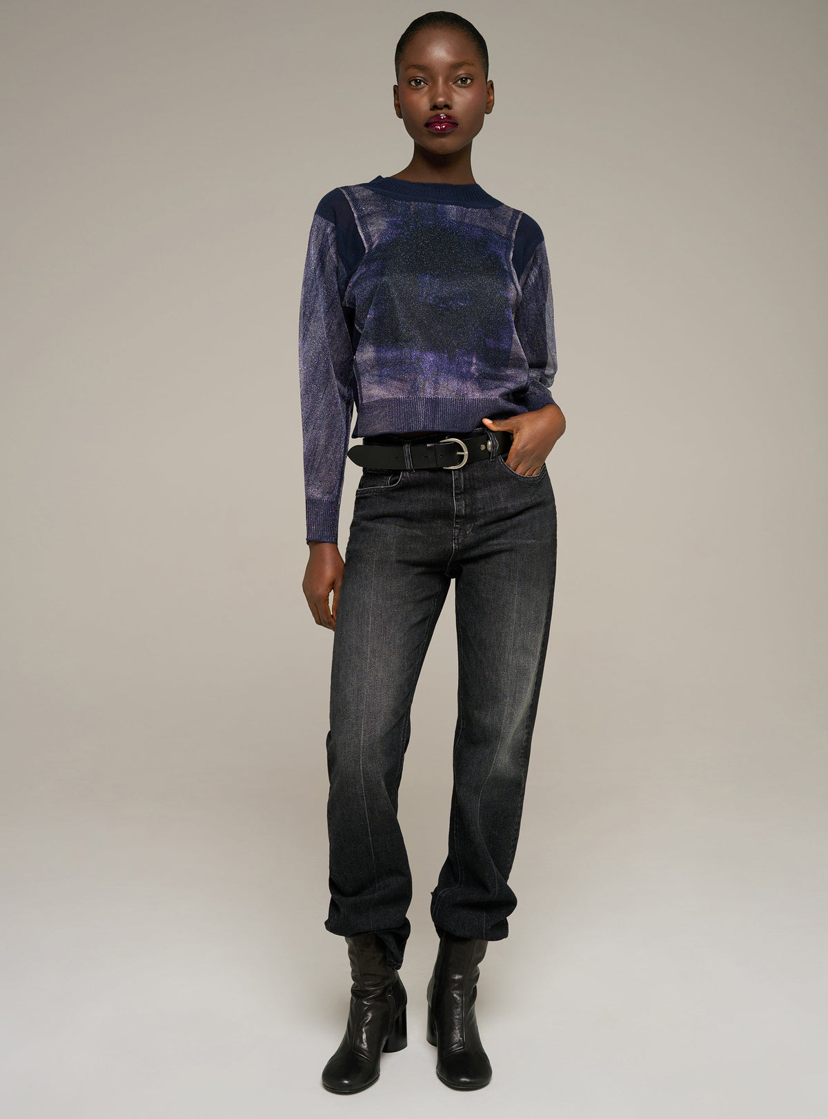 Cotélac Printed long-sleeve crewneck sweater