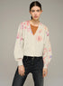 Printed long-sleeve V-neck cardigan