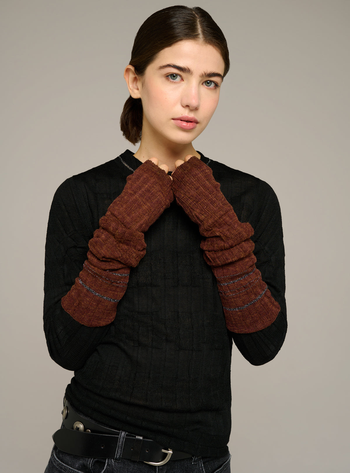 Mittens with lurex detail