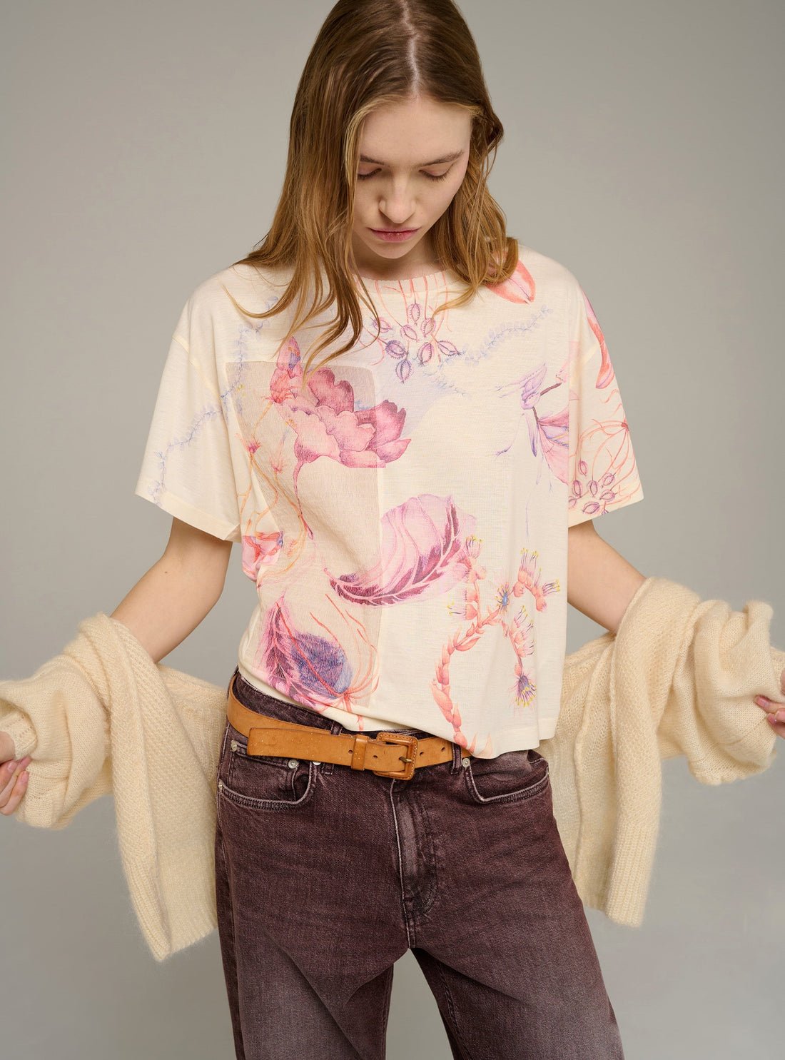 Cotélac Large floral-print tee