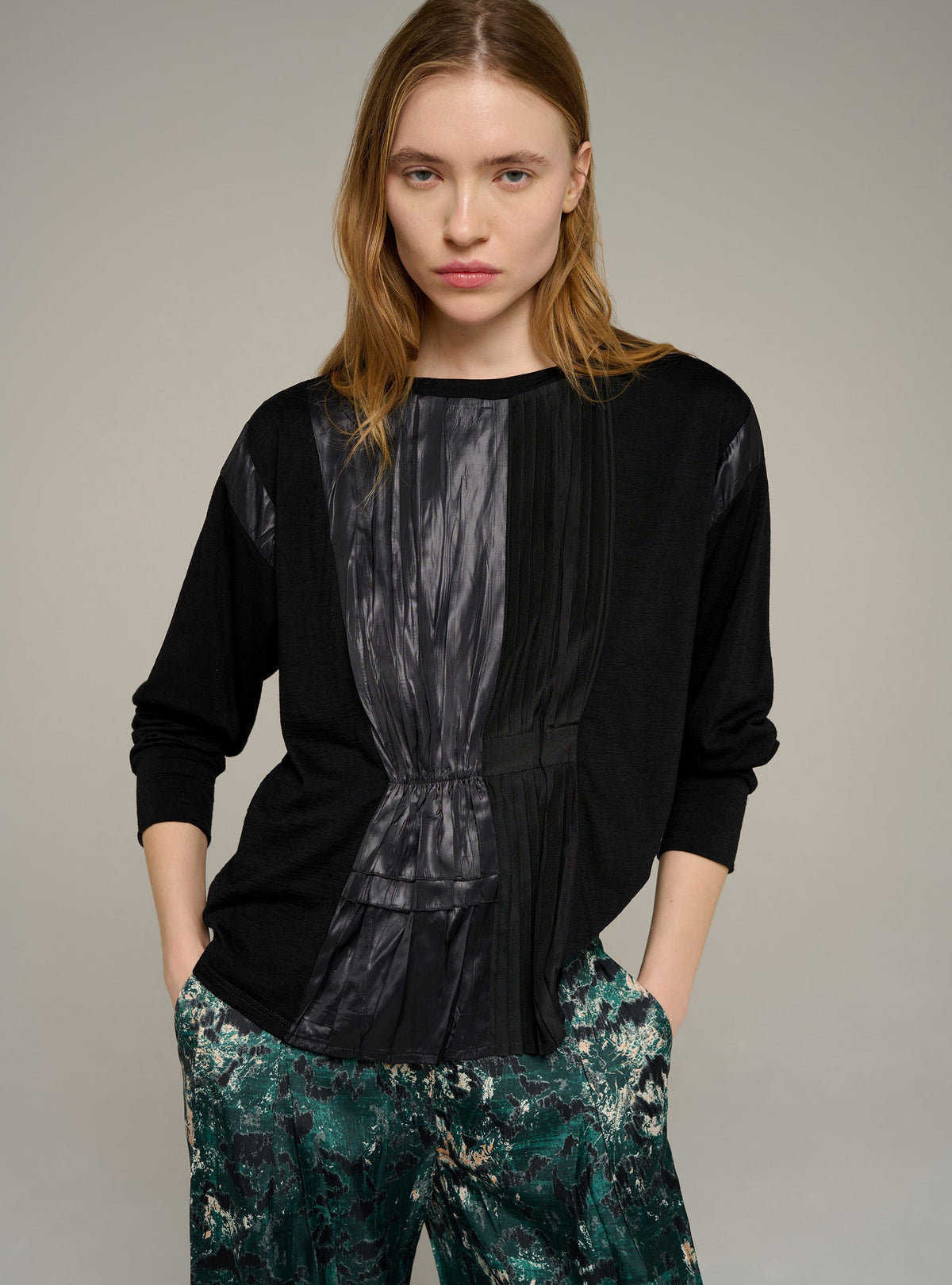 Cotélac Pleated long-sleeve tee