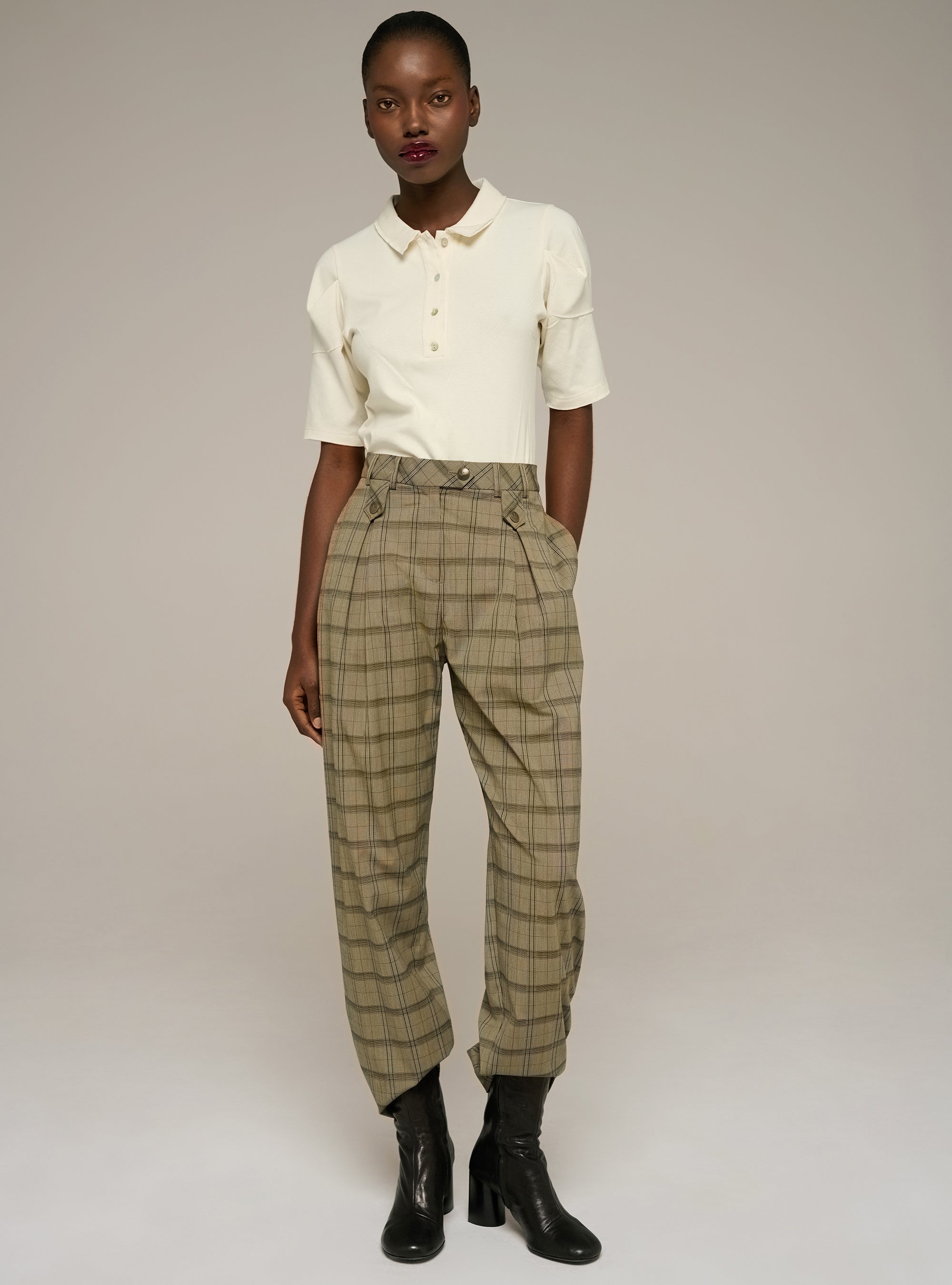 Cotélac Printed pleated short-sleeve polo
