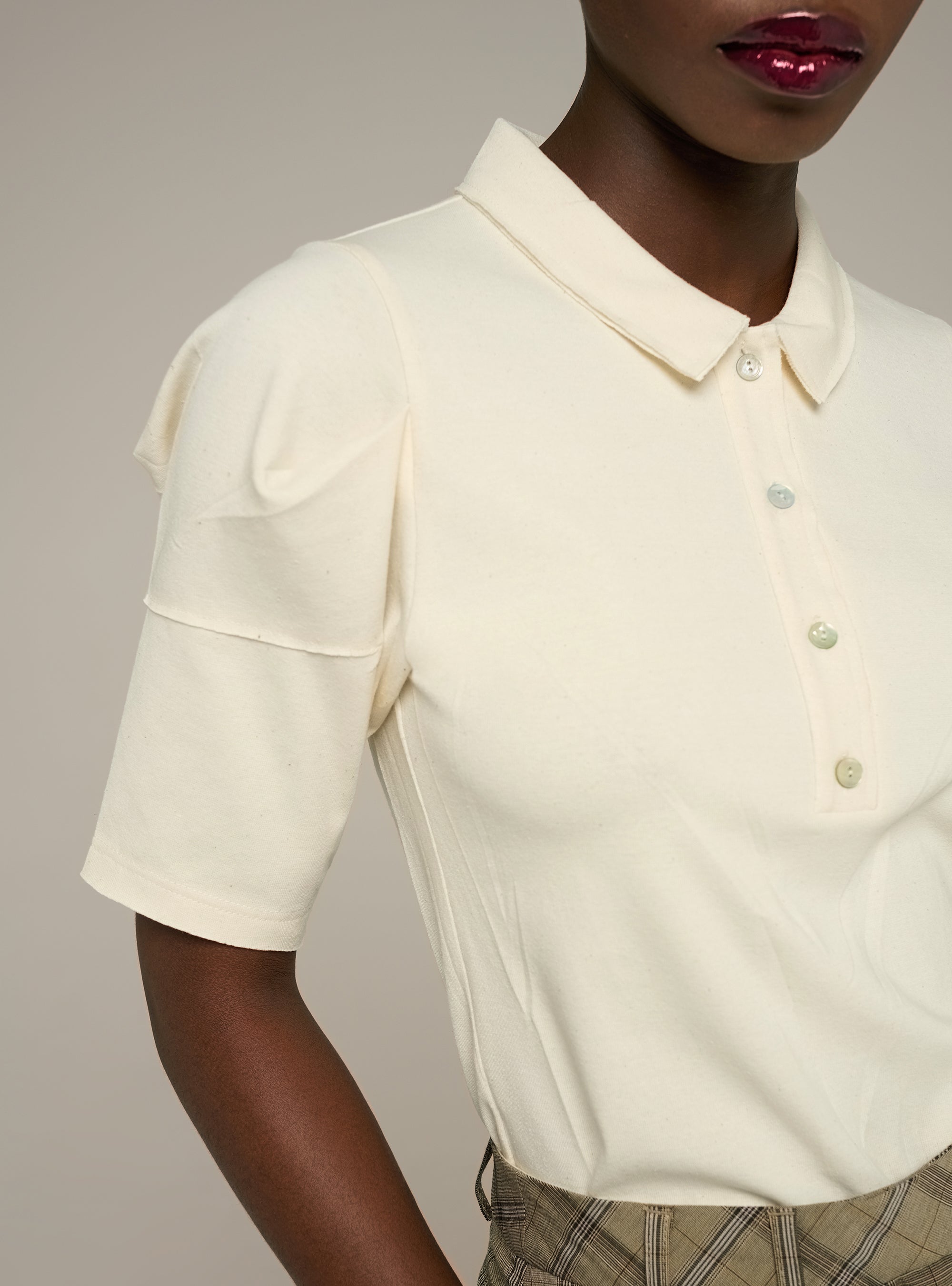 Cotélac Printed pleated short-sleeve polo