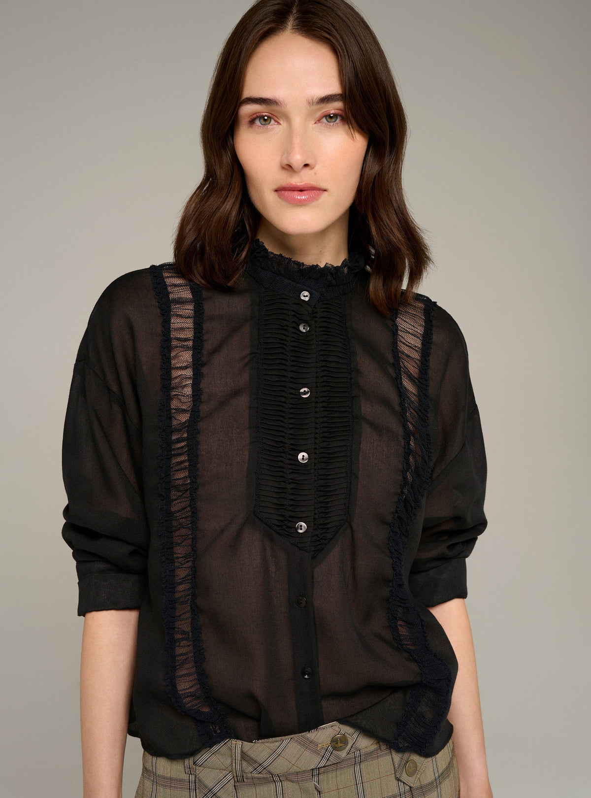 Cotélac Pleated long-sleeve shirt