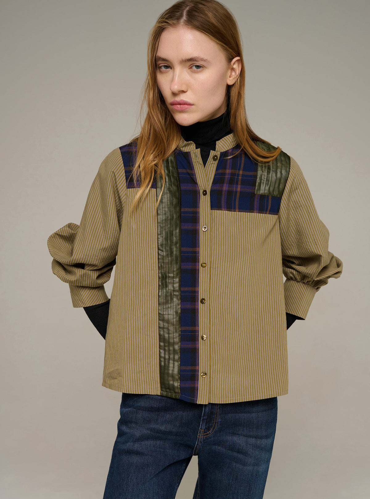 Cotélac Long-sleeve officer-collar shirt