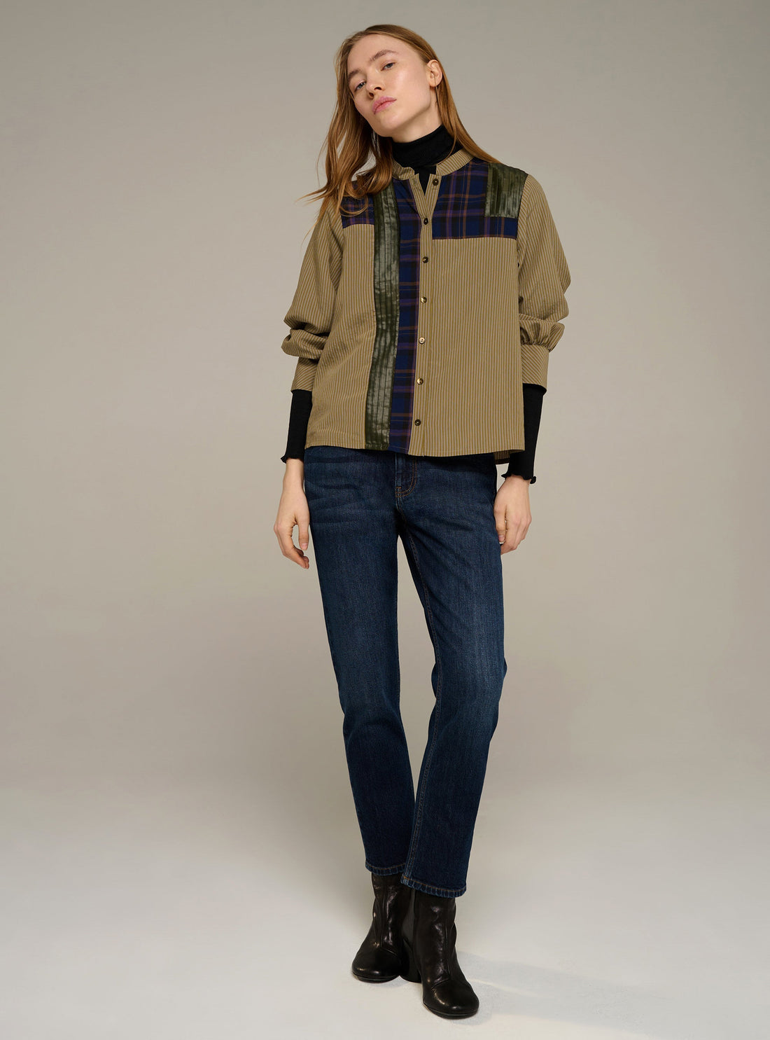 Cotélac Long-sleeve officer-collar shirt