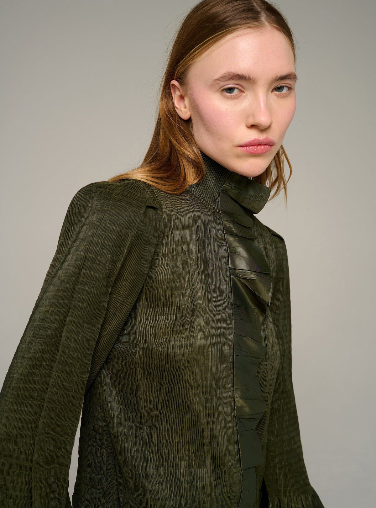 Cotélac Fitted pleated long-sleeve shirt