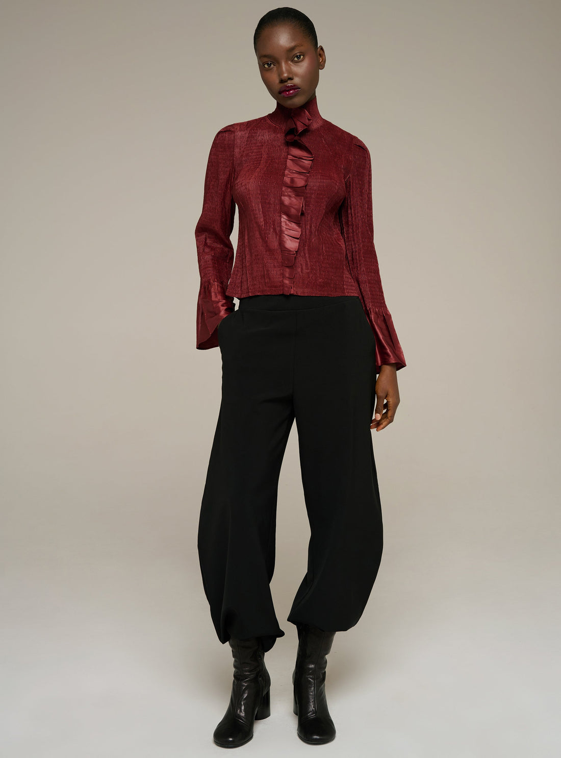 Cotélac Fitted pleated long-sleeve shirt