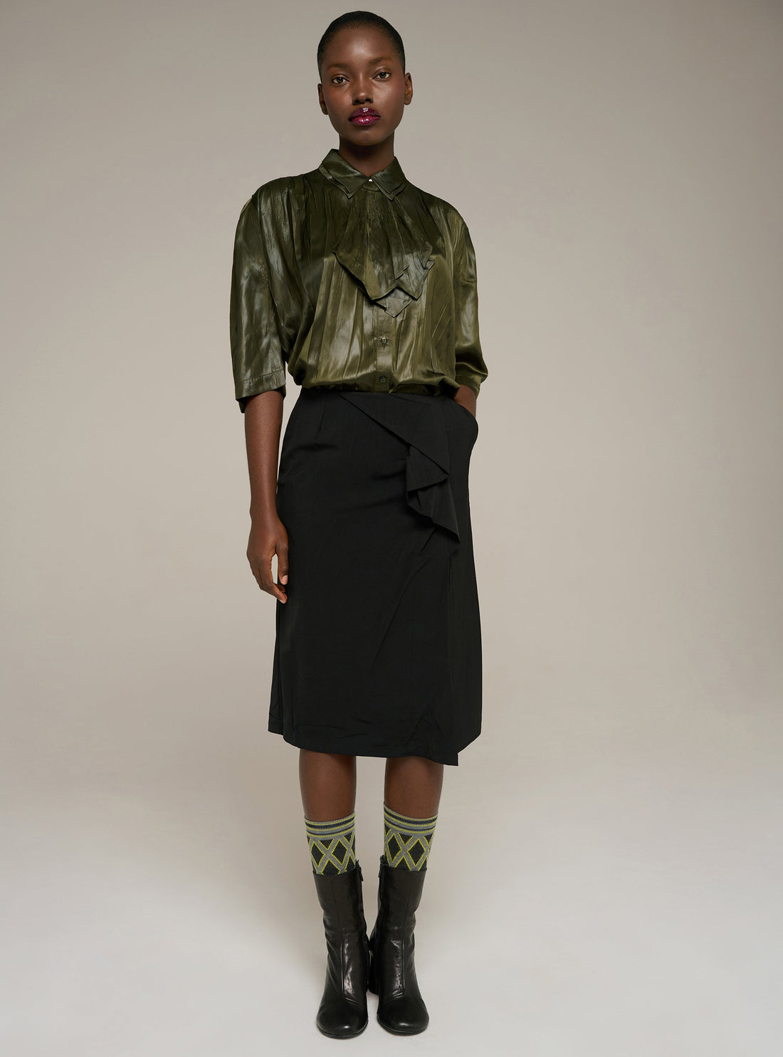 Cotélac Oversized short pleated shirt