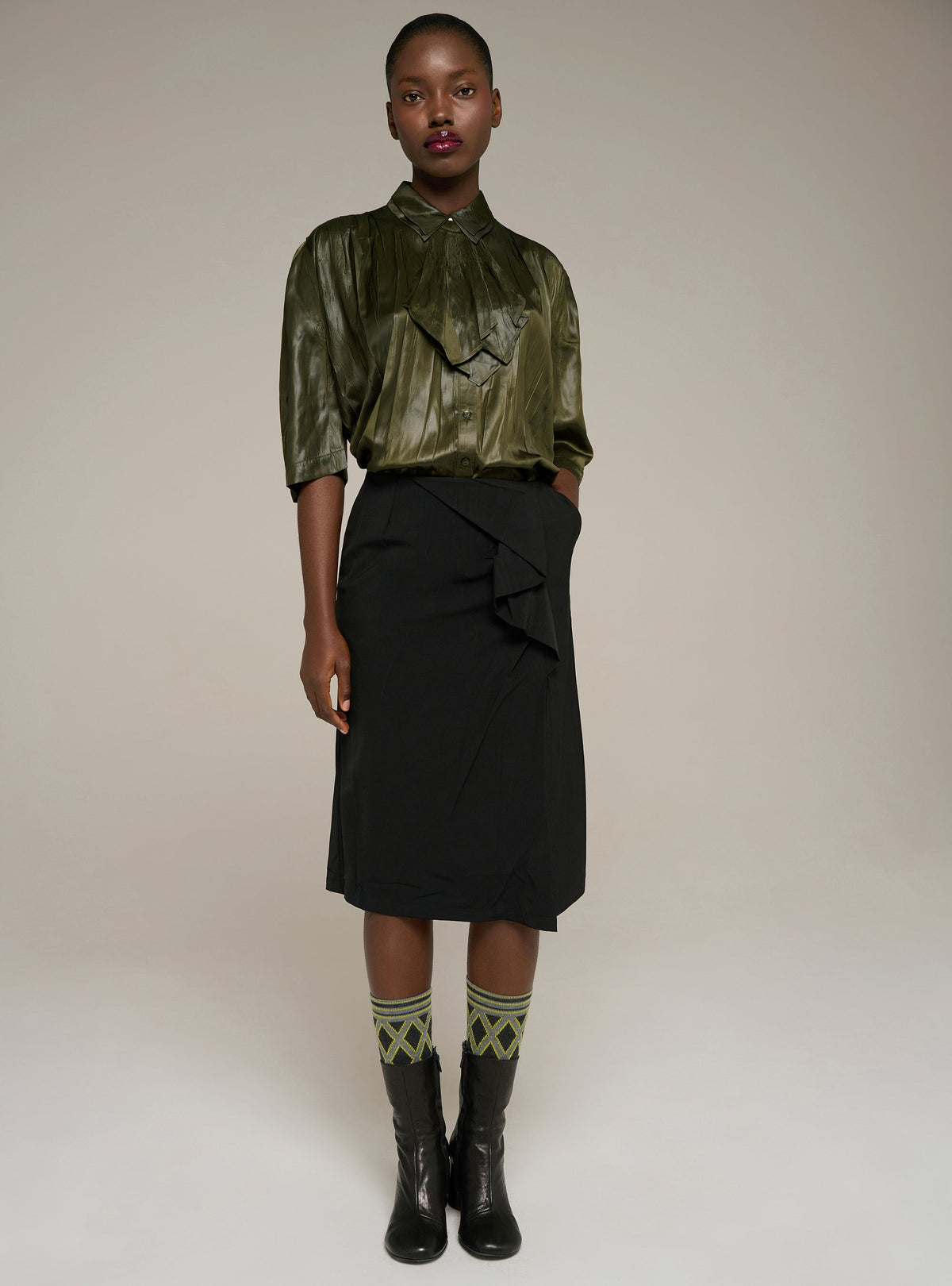 Cotélac Oversized short pleated shirt