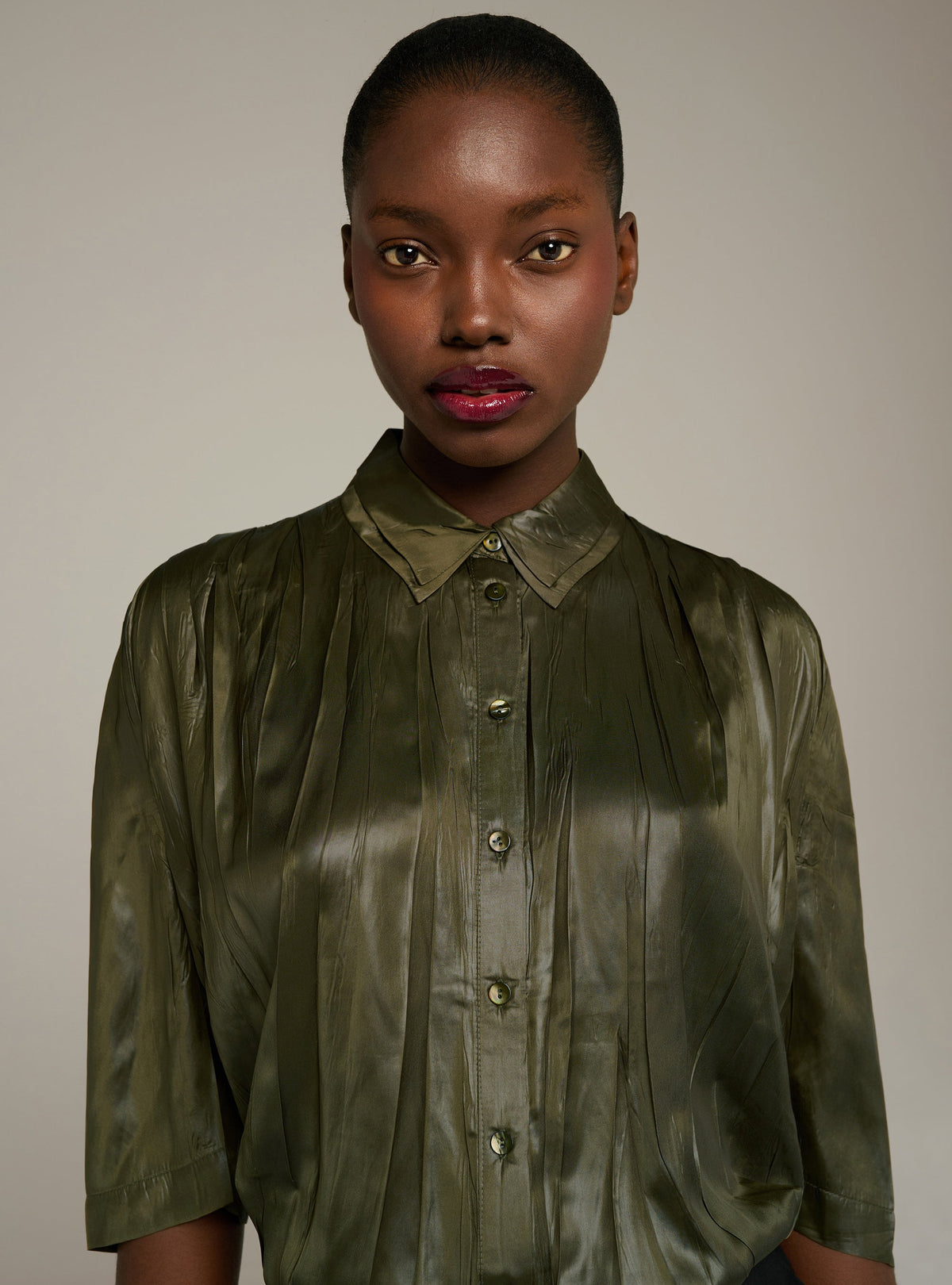 Cotélac Oversized short pleated shirt