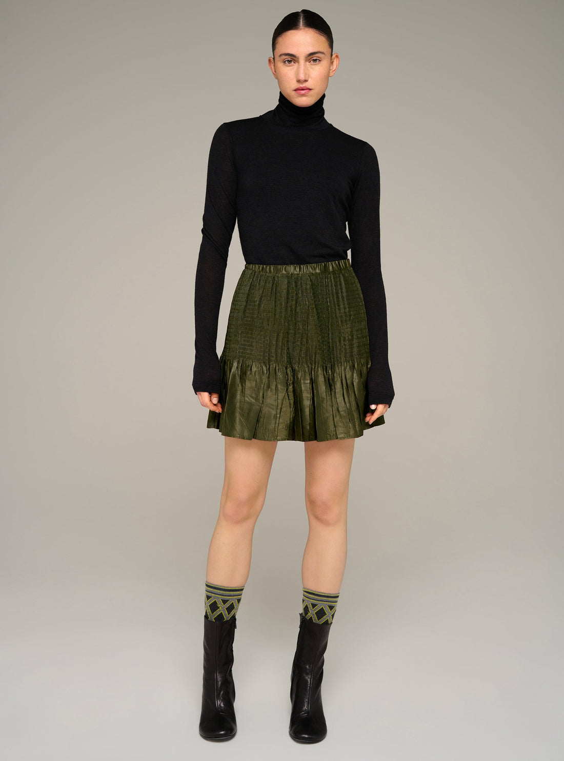 Cotélac Pleated ruffled mini skirt