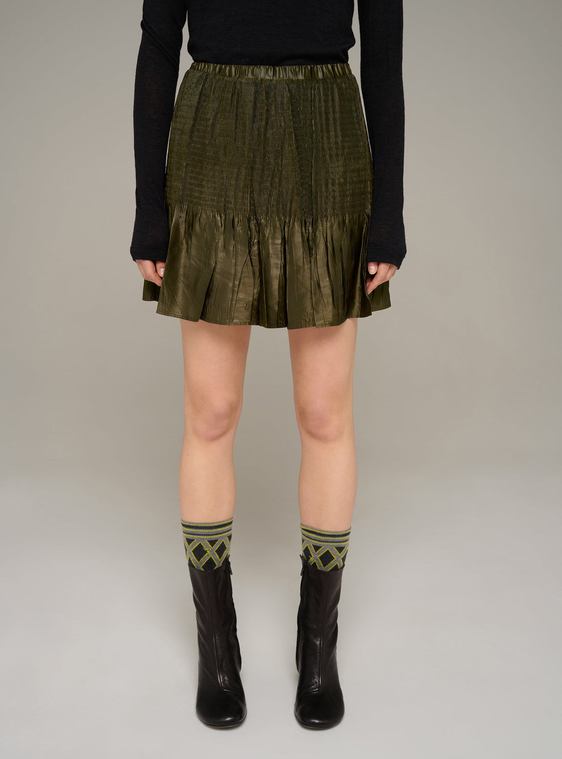 Cotélac Pleated ruffled mini skirt