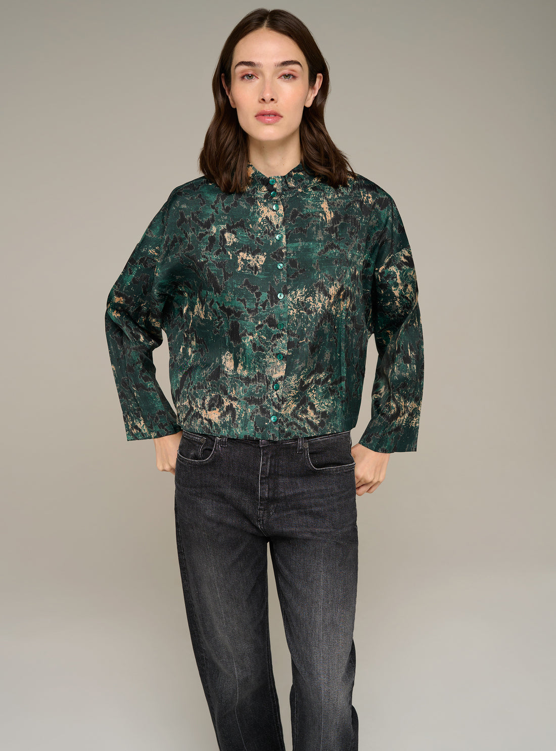 Printed oversized long-sleeve shirt