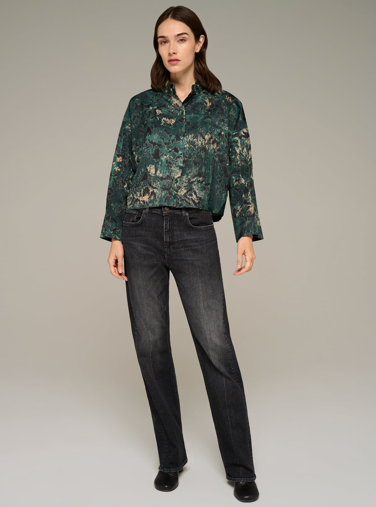 Printed oversized long-sleeve shirt