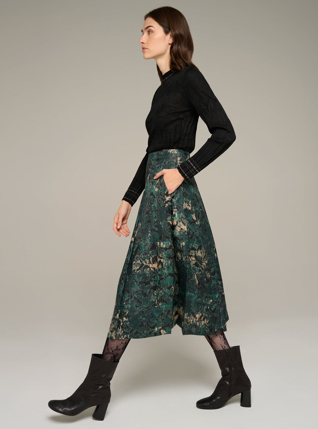 Cotélac Printed pleated long skirt