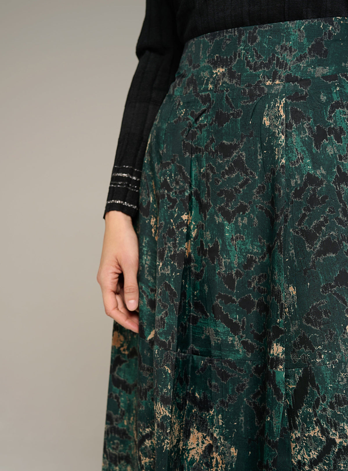 Cotélac Printed pleated long skirt