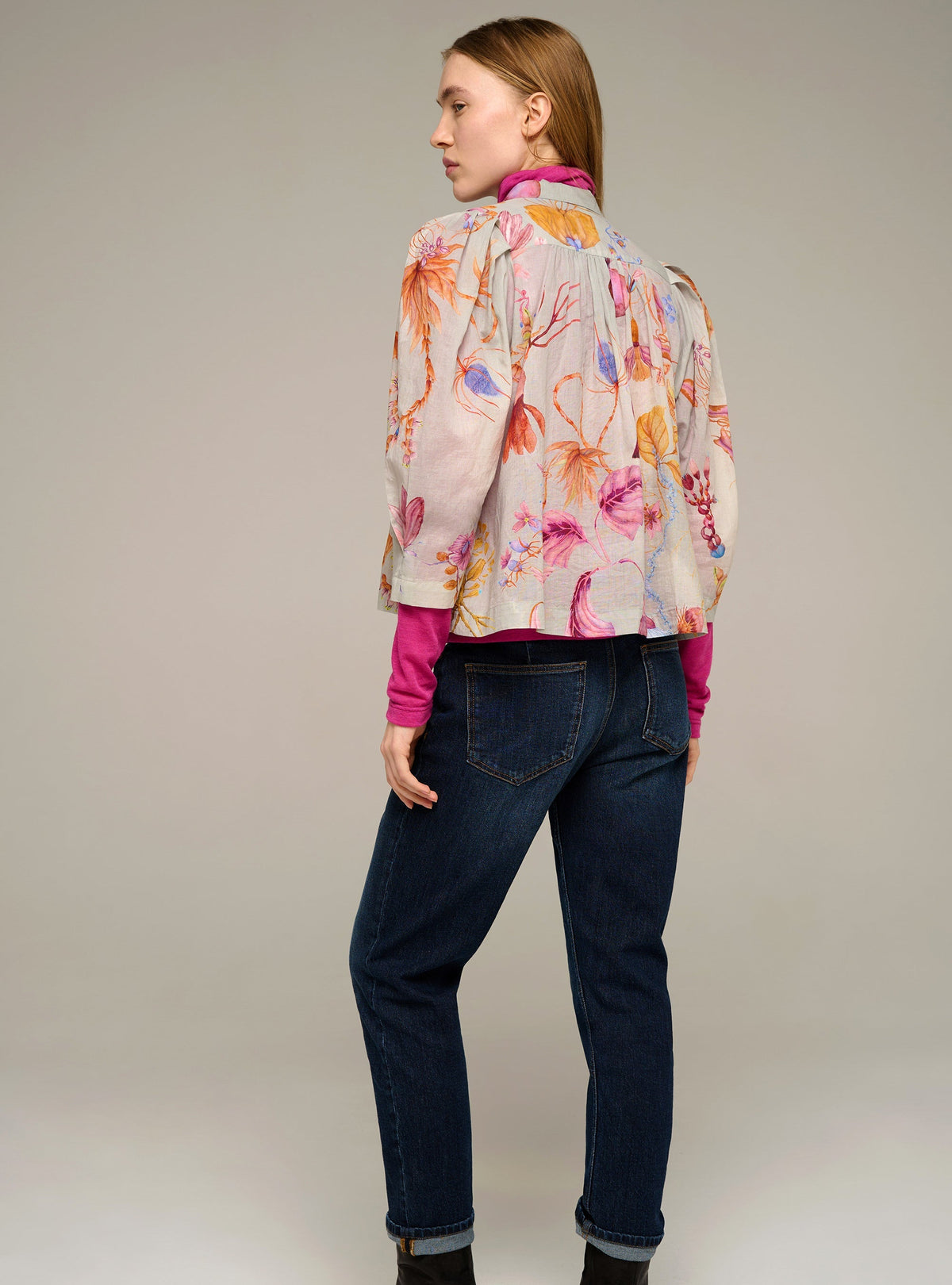 Cotélac Printed oversized 3/4-sleeve shirt