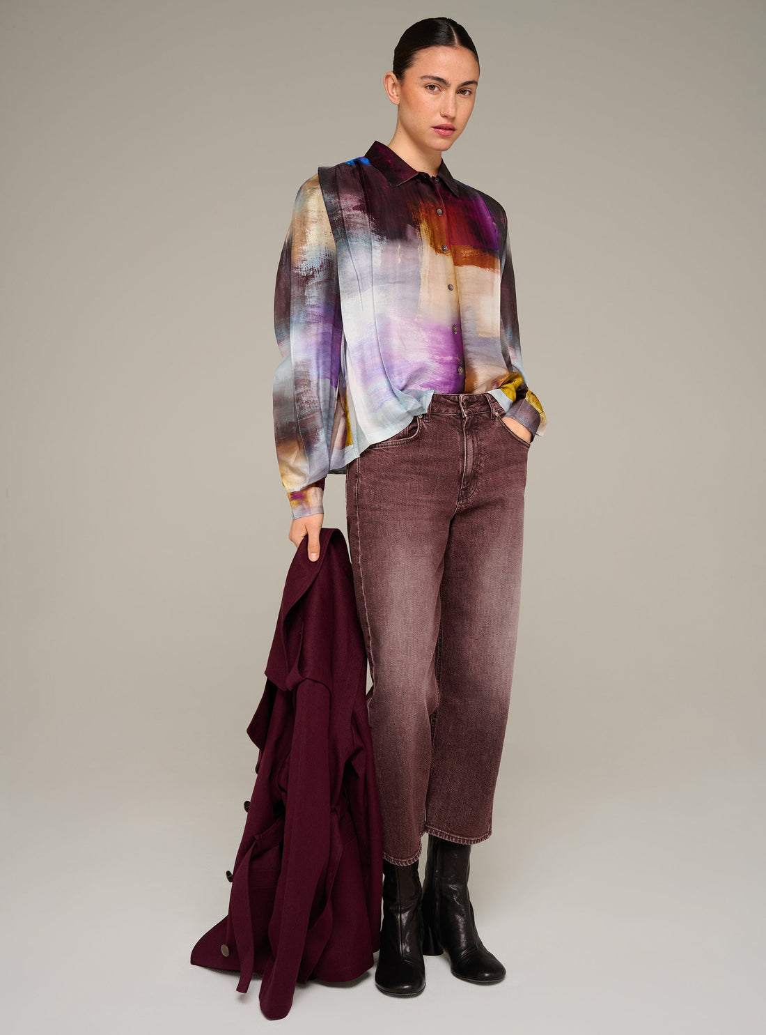 Cotélac Printed oversized long-sleeve shirt