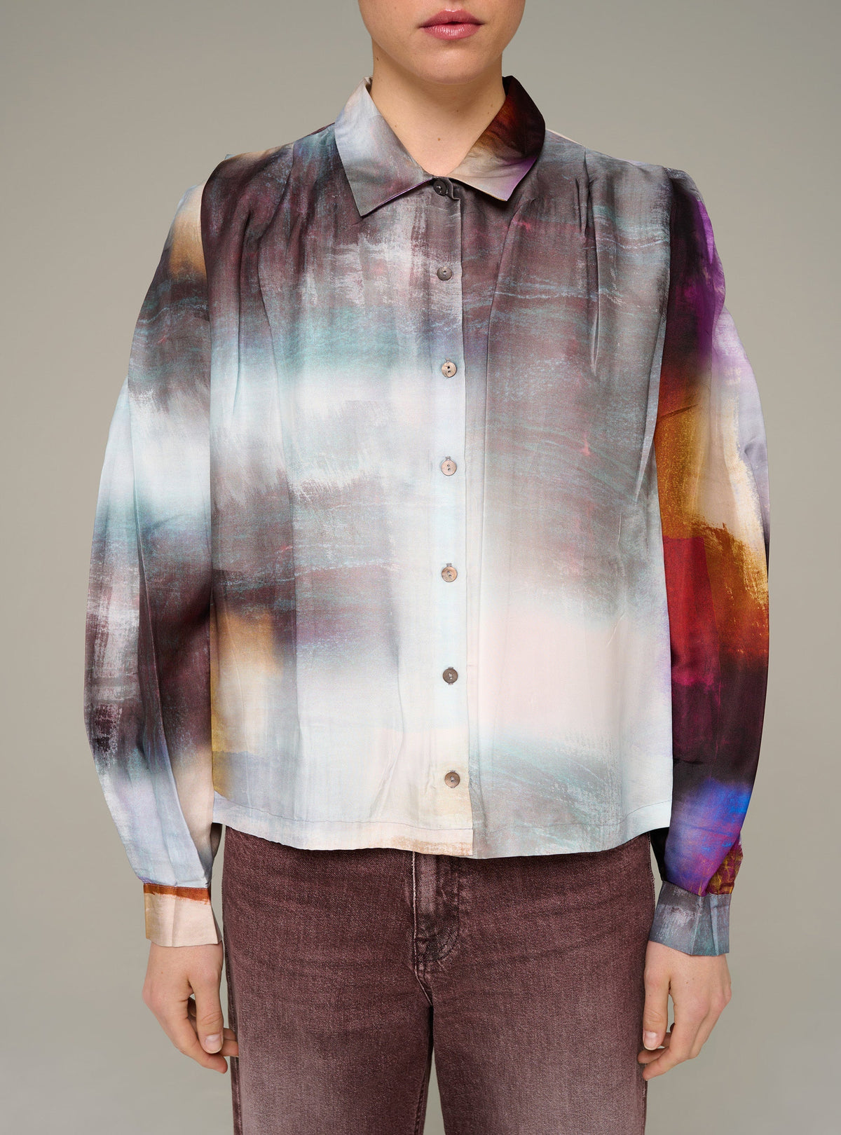 Cotélac Printed oversized long-sleeve shirt