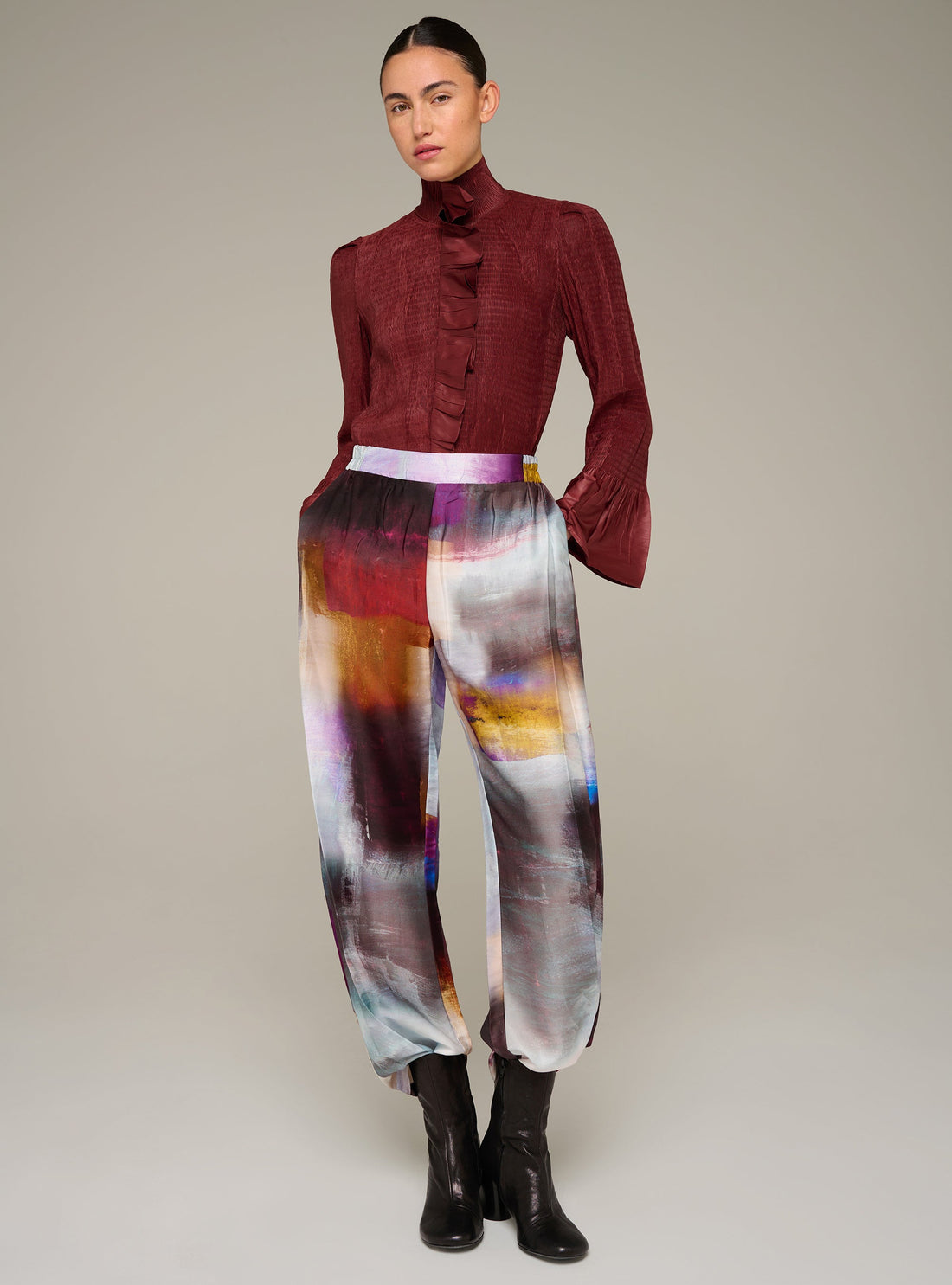 Cotélac Printed barrel-leg pants