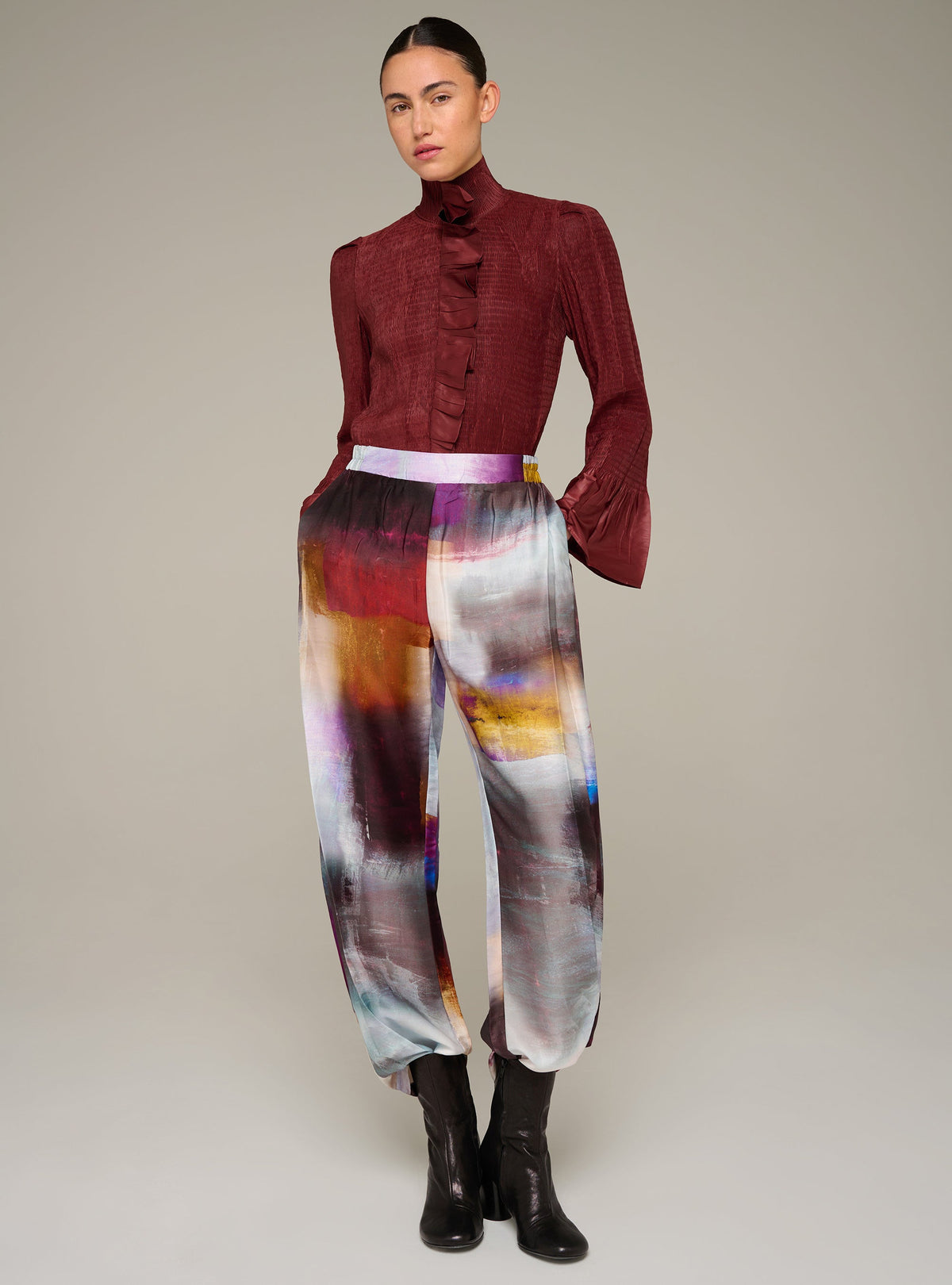 Cotélac Printed barrel-leg pants