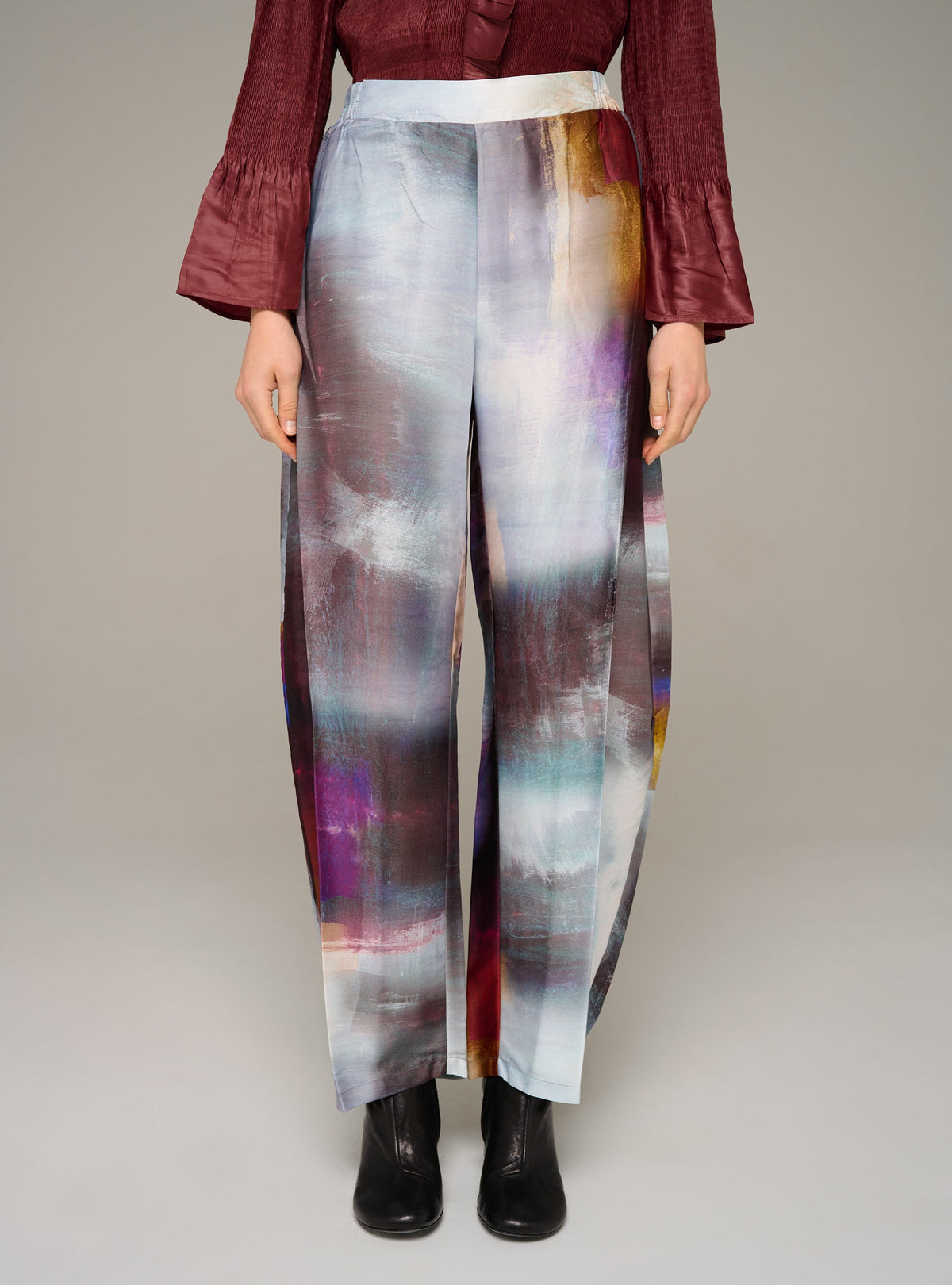 Cotélac Printed barrel-leg pants