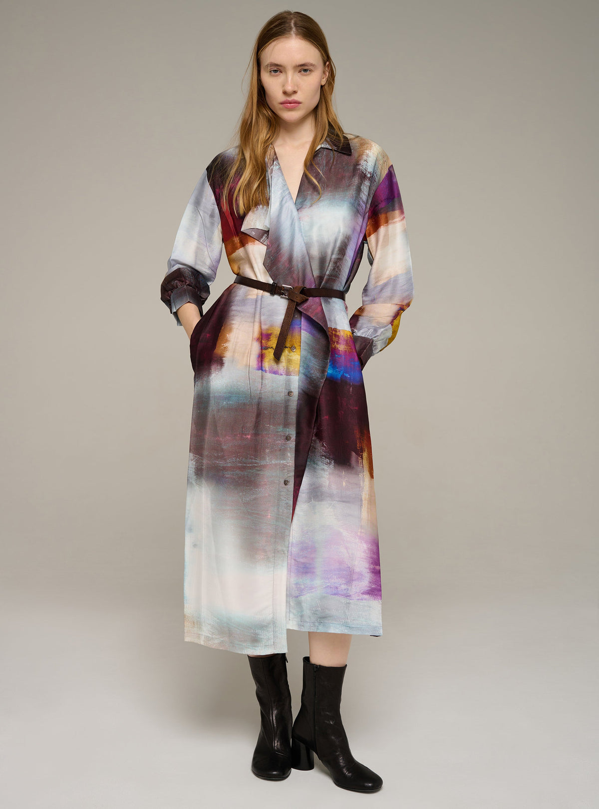 Cotélac Printed long-sleeve shirt dress