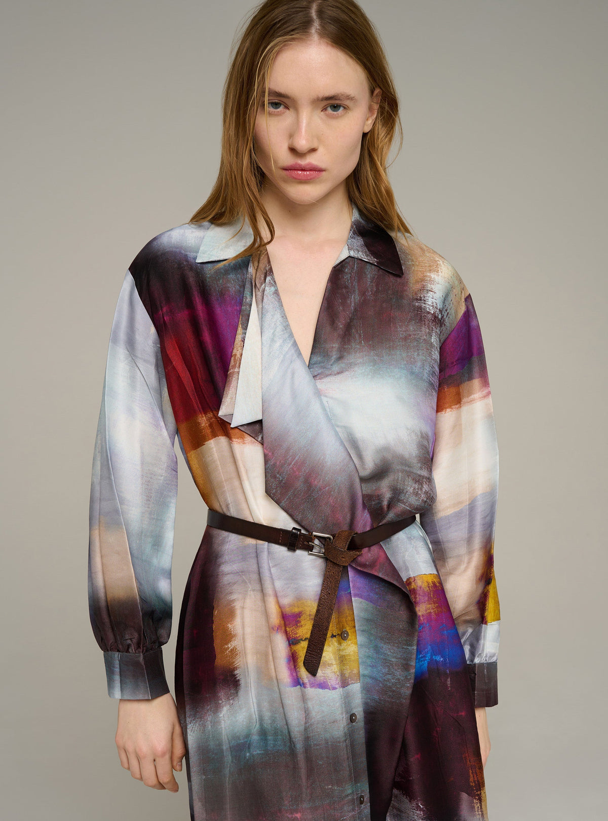 Cotélac Printed long-sleeve shirt dress