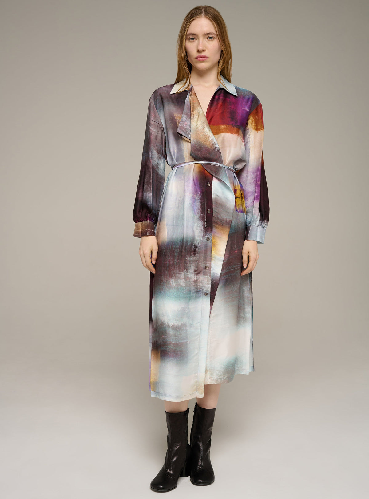 Cotélac Printed long-sleeve shirt dress