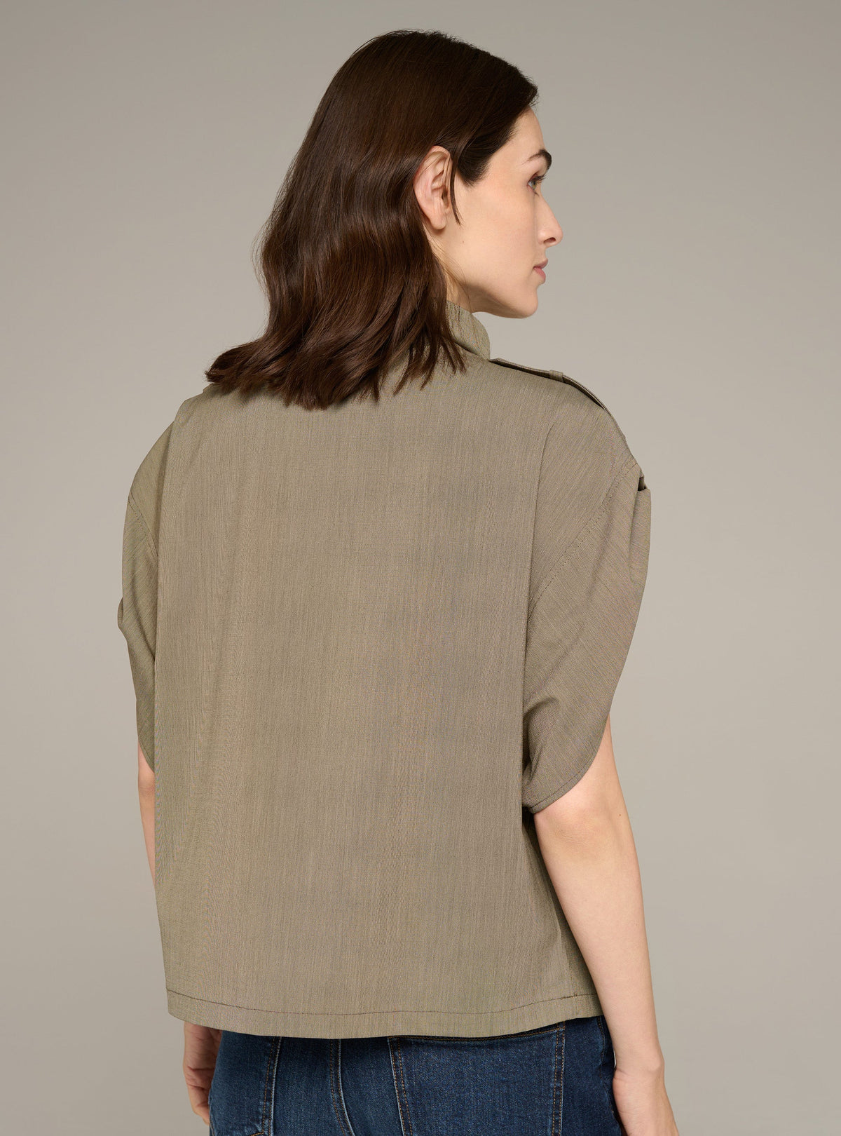 Cotélac Oversized striped short-sleeve halter-neck blouse