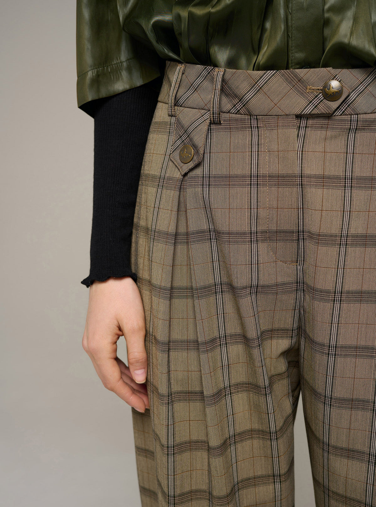Cotélac Plaid carrot-fit pants